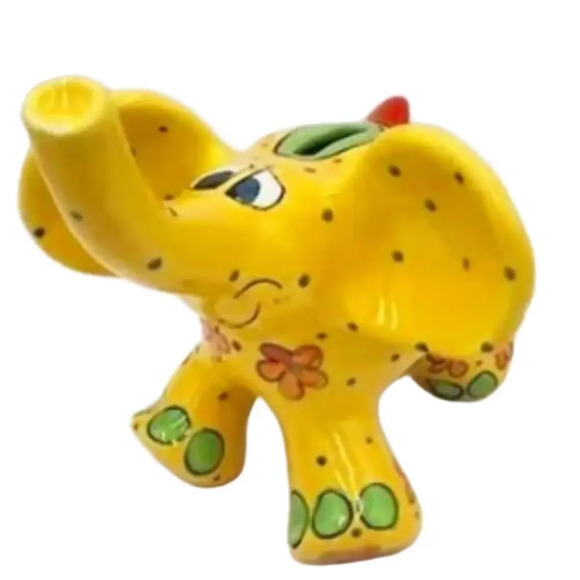 GANZ Other - Ganz Signed by PATI, hand painted ceramic yellow polka dotted w/ orange flowers